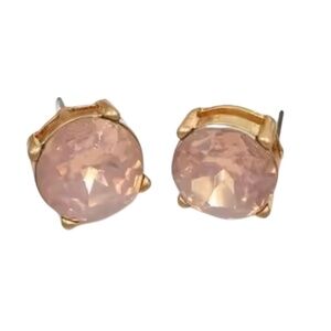 Rose Peach Crystal Stud Earrings – Faceted 0.6" Round with Goldtone Setting